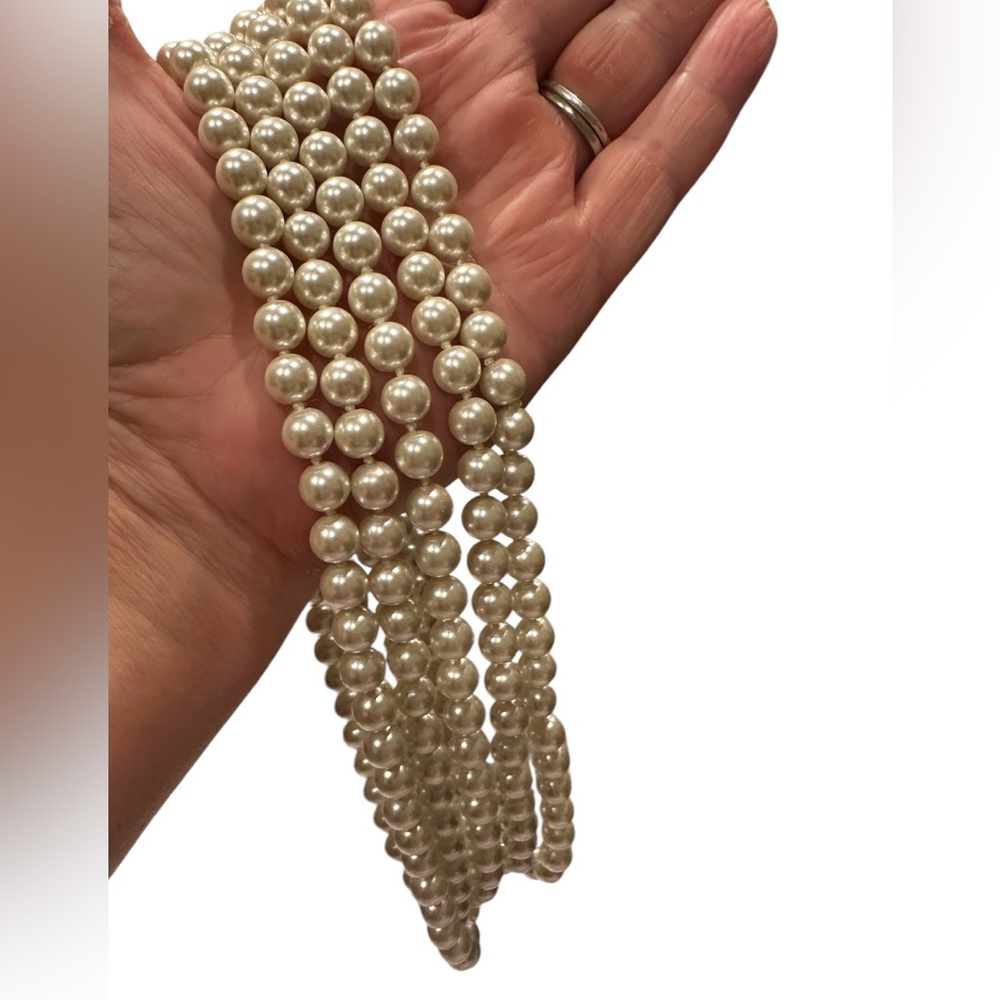 88” simulated strand of pearls- NOT PLASTIC EUC